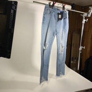 Fashion Nova jeans, NEVER WORN, large, distressed